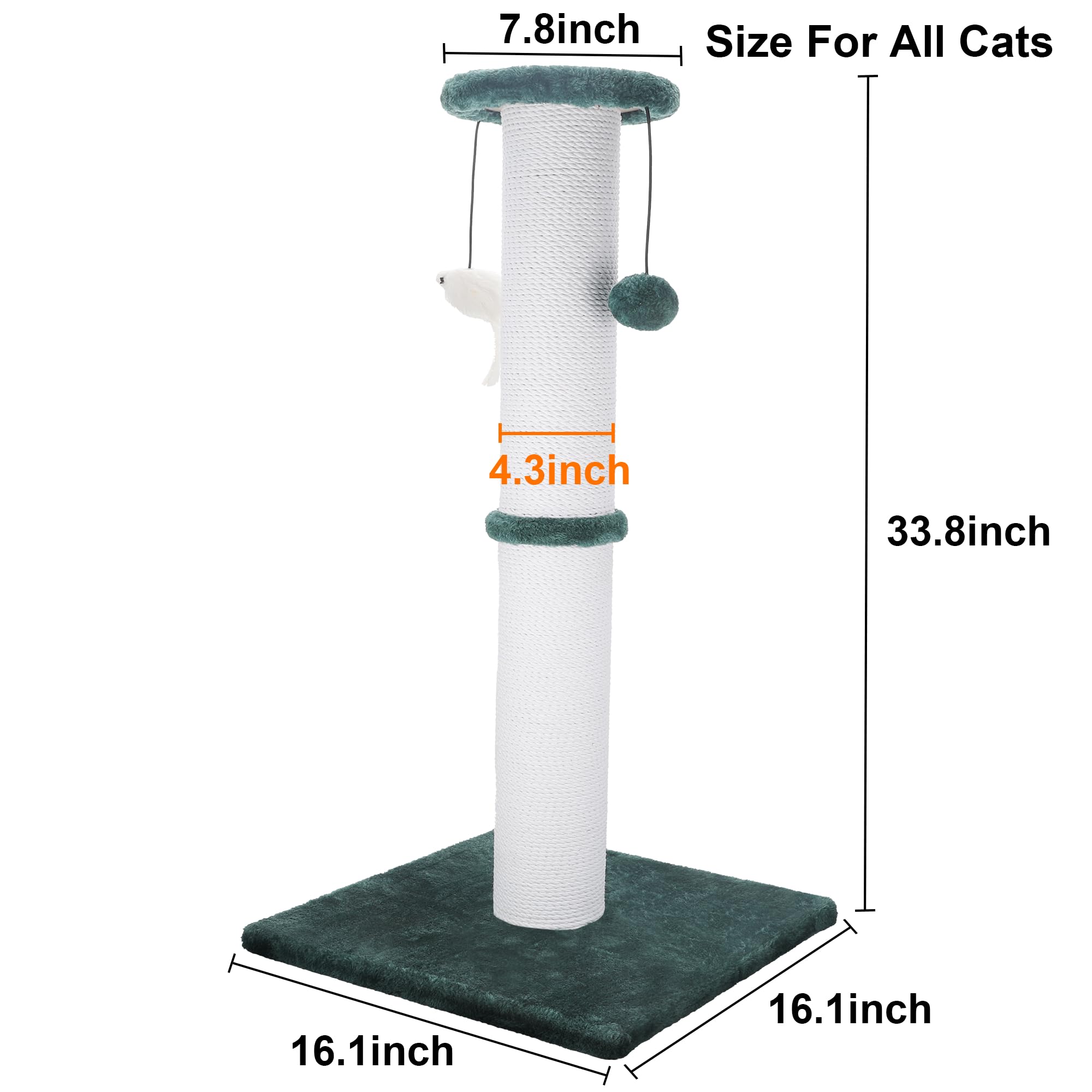 Ahomdoo sisal-wrapped post shows durable rope for healthy claws maintenance.