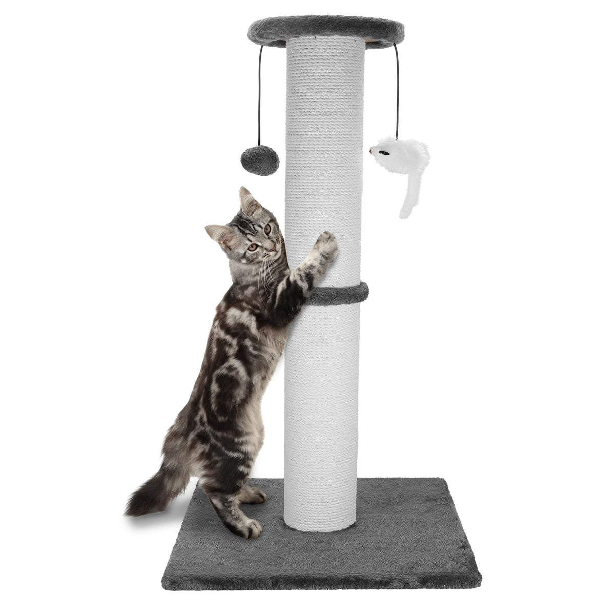 Ahomdoo 34-inch sturdy-base scratching post ready for intense play