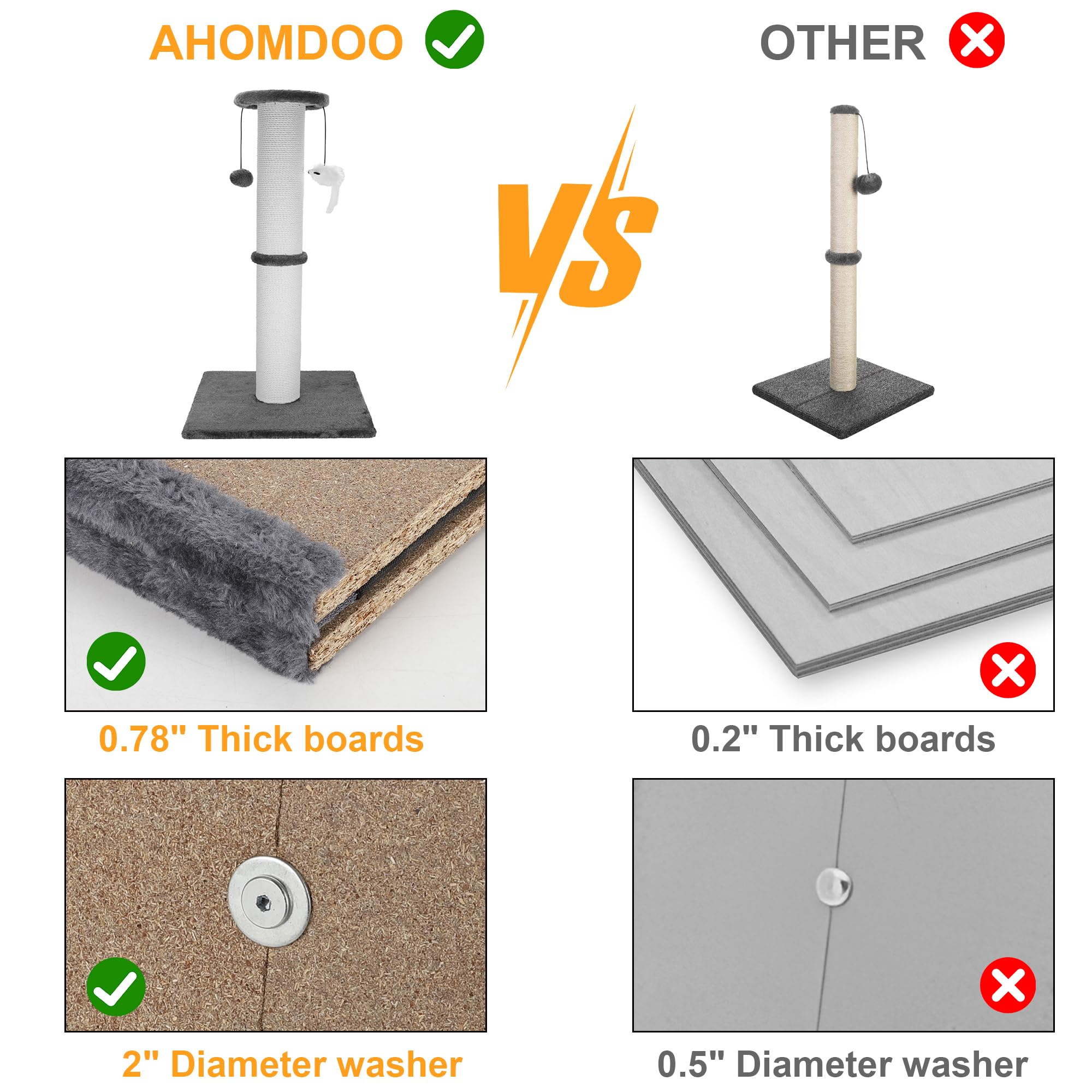 Ahomdoo easy-assembly design with stable base and included tools