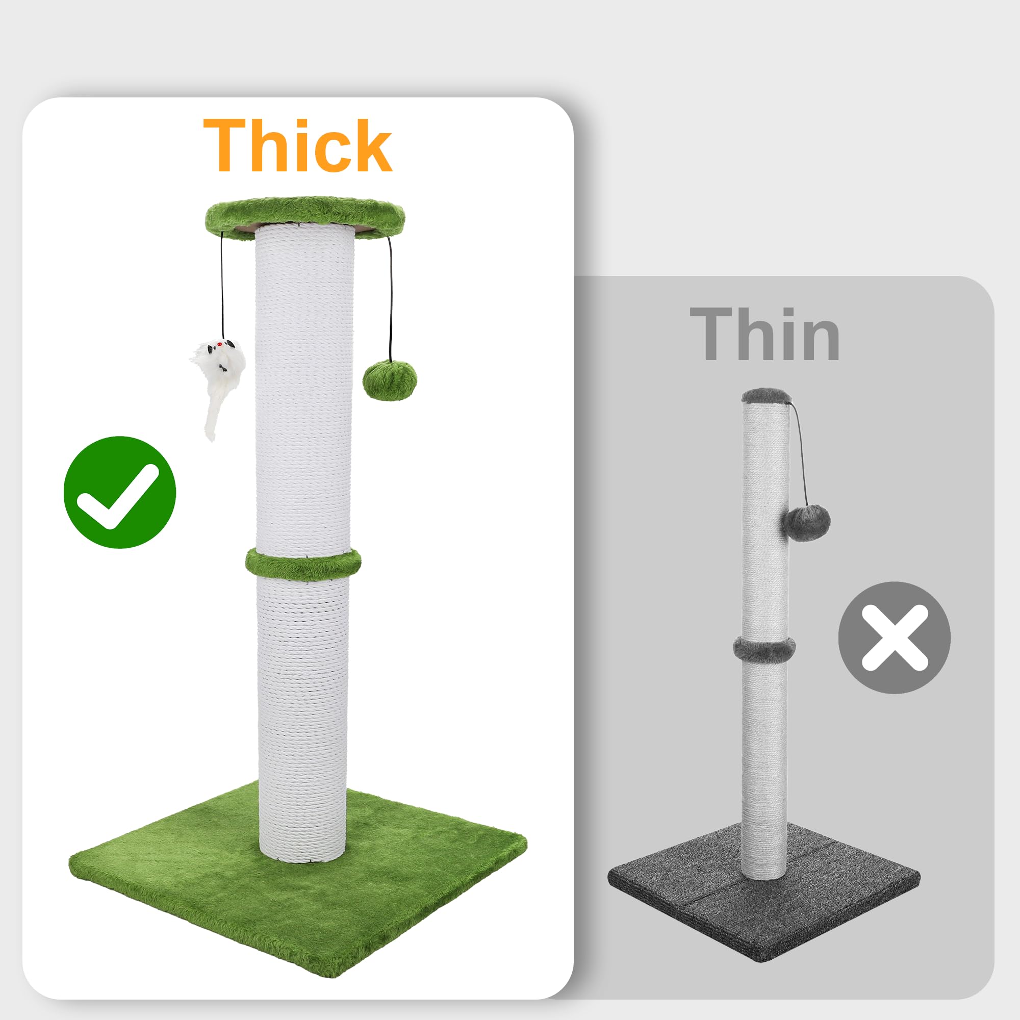 Ahomdoo cat scratching post hanging ball offers interactive play during scratching sessions.