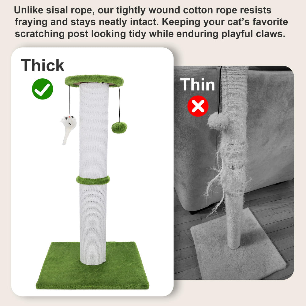 Ahomdoo cat scratching post sisal rope closeup shows durable scratching texture.