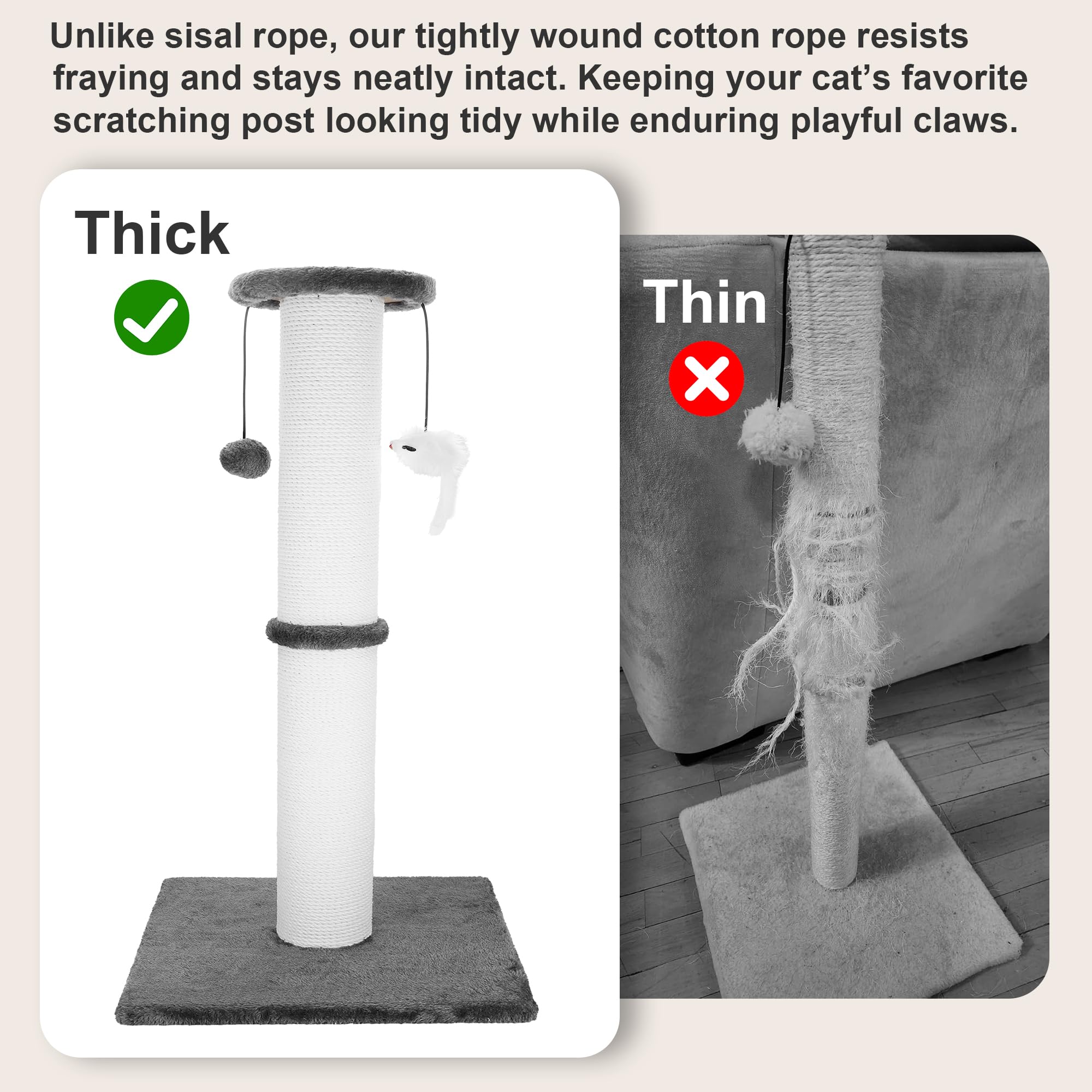Ahomdoo sisal rope surface promotes healthy claw maintenance for cats