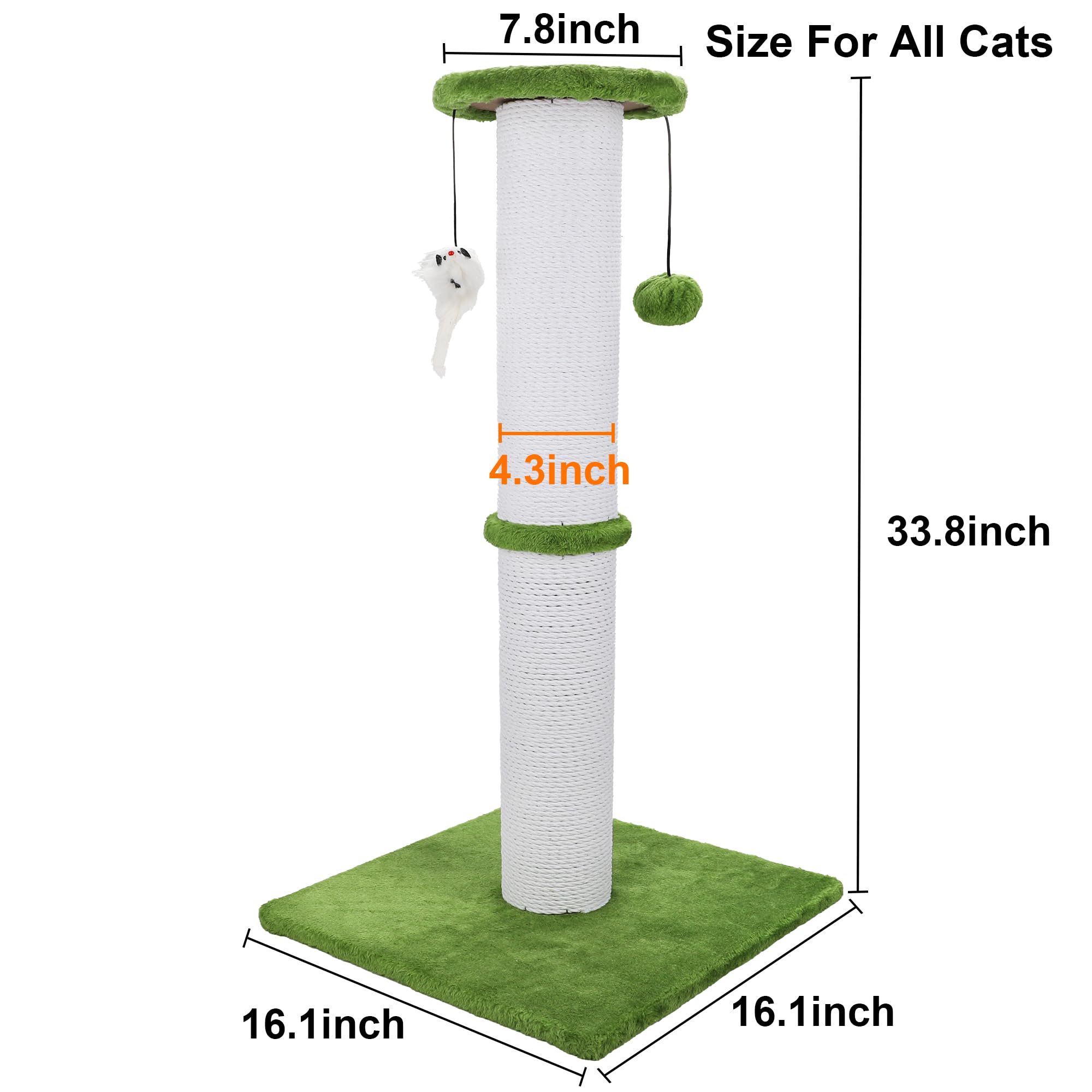Ahomdoo cat scratching post sturdy base supports vigorous scratching with stability.