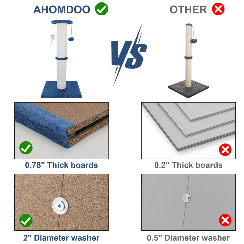 Ahomdoo indoor-cat use post supports focused, furniture-friendly scratching in tight spaces.