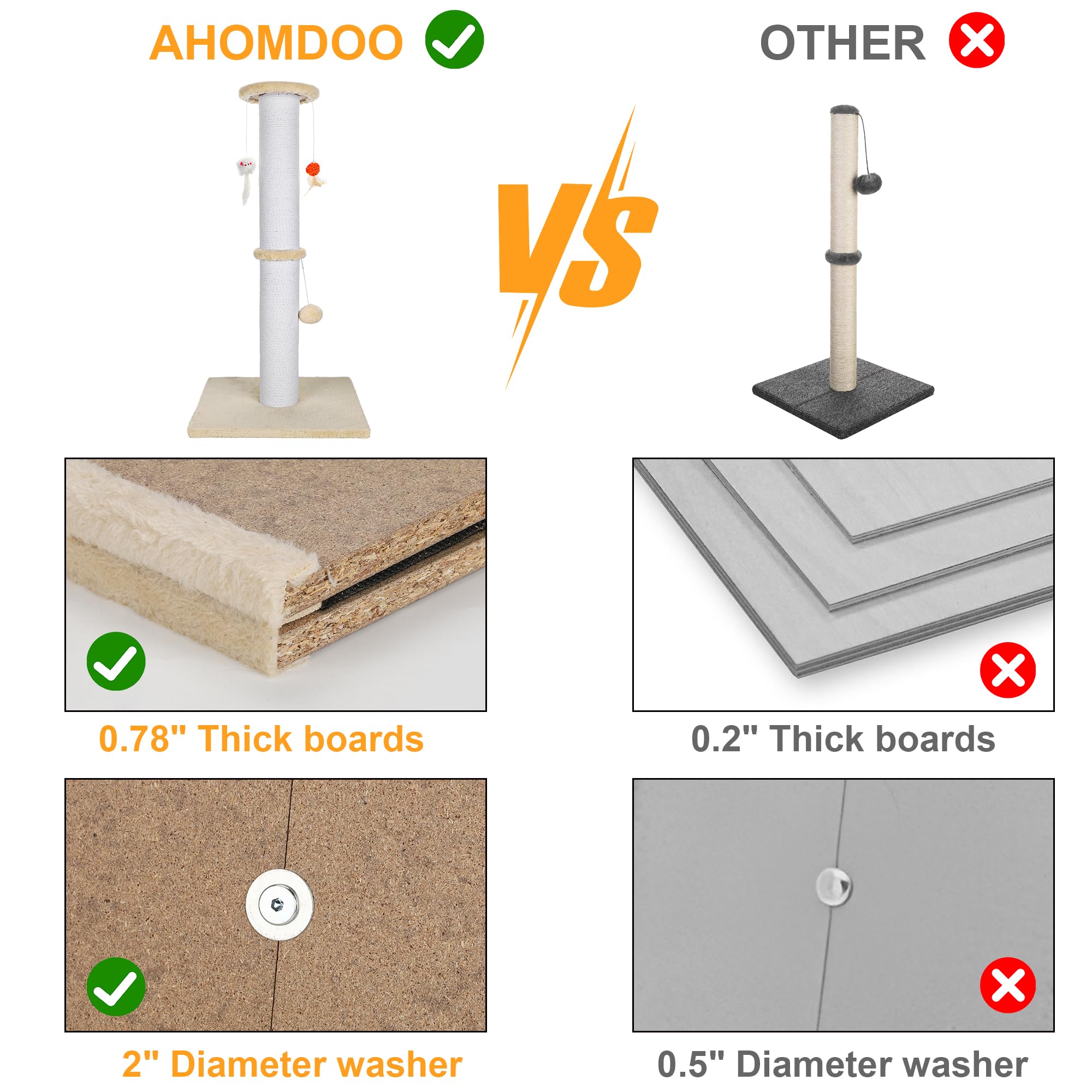 Ahomdoo sturdy reinforced-base closeup shows stability for chunky climbers and busy indoor homes