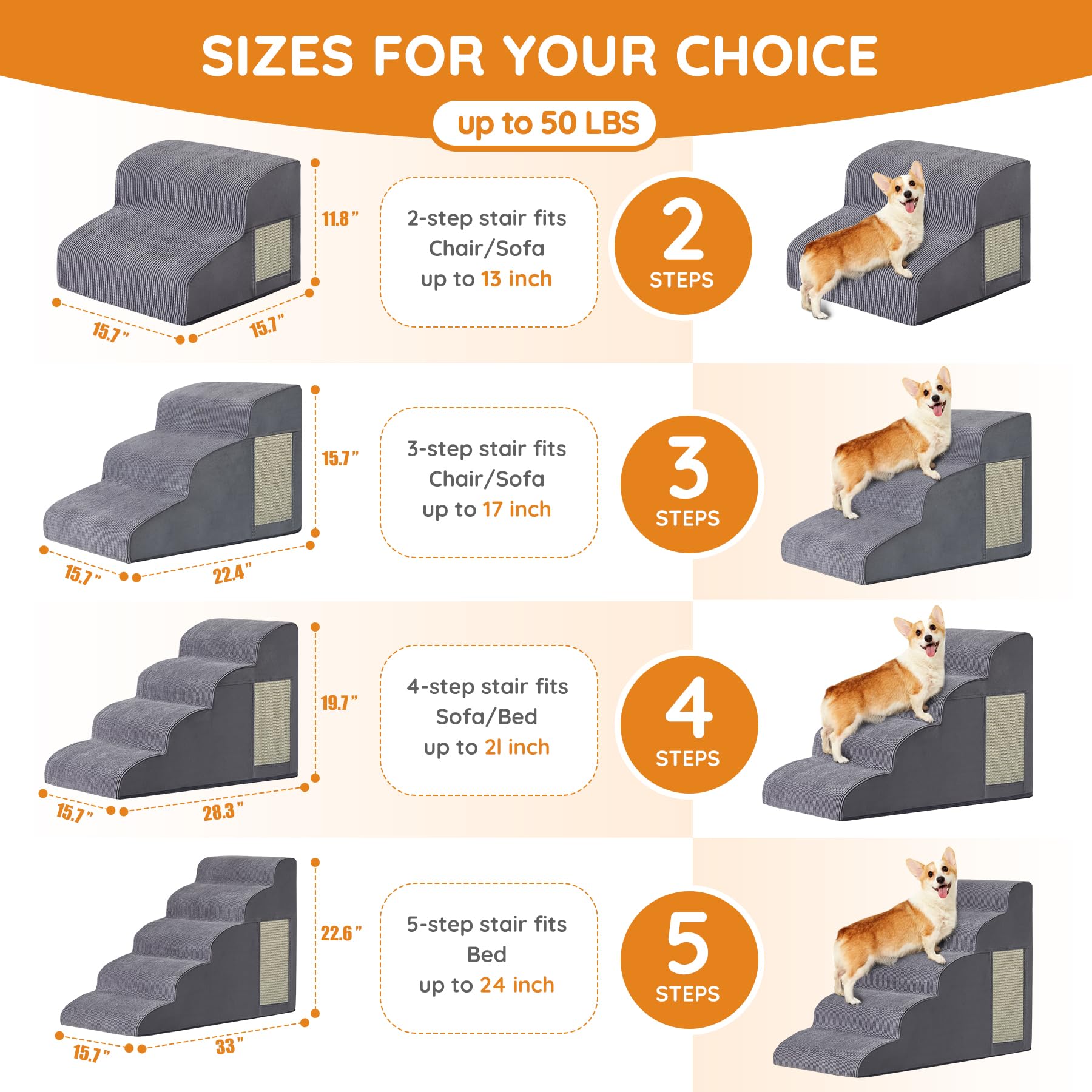 Ahpmeoa dog stairs curved steps offer gentle climbing for tiny companions