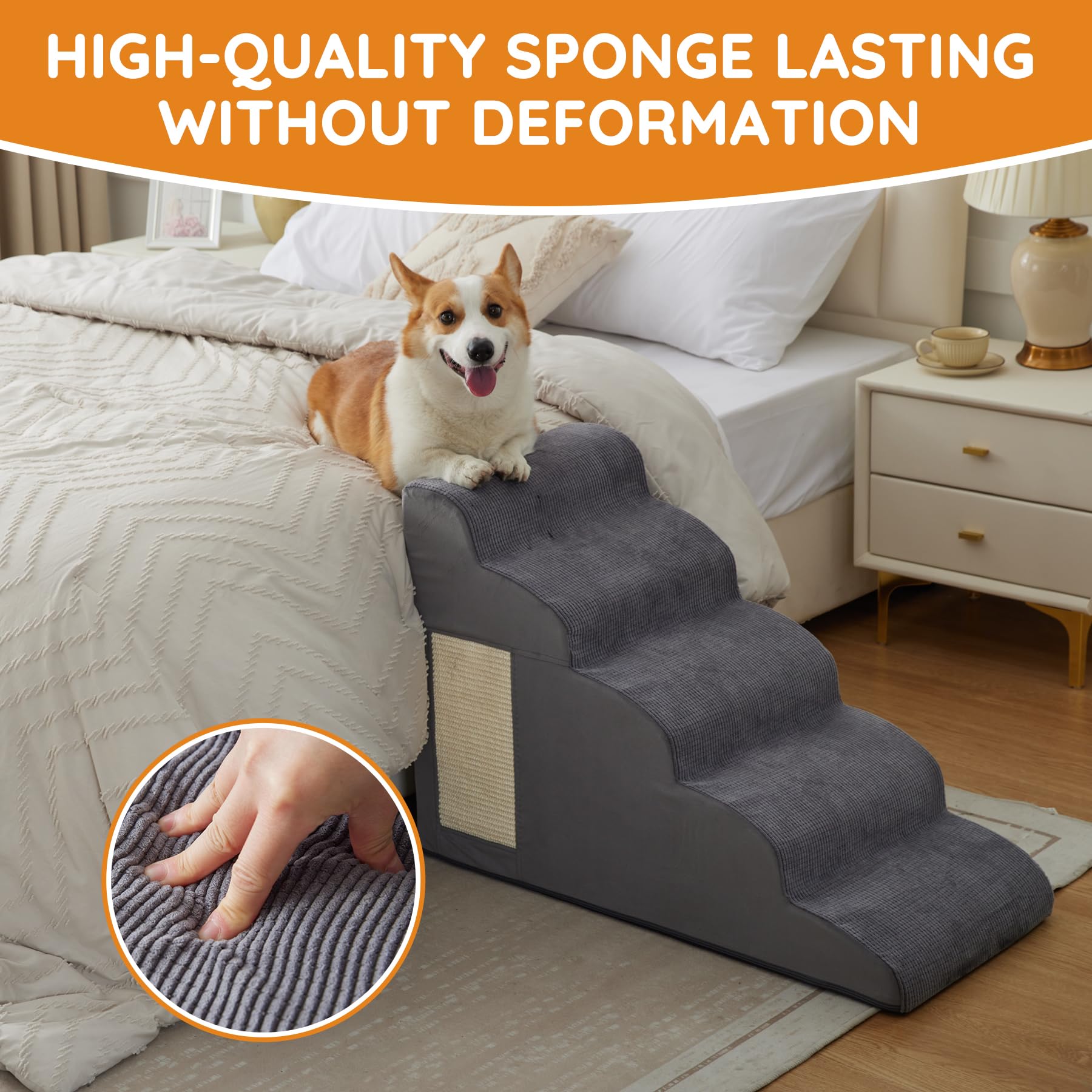 Ahpmeoa dog stairs vacuum-packed and rebound quickly for ready use