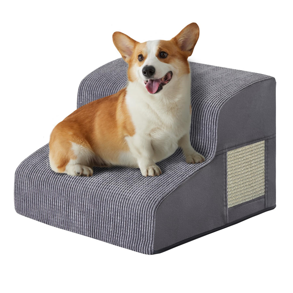 Ahpmeoa dog steps bed 2-5 step setup aids pets reaching elevated surfaces safely.