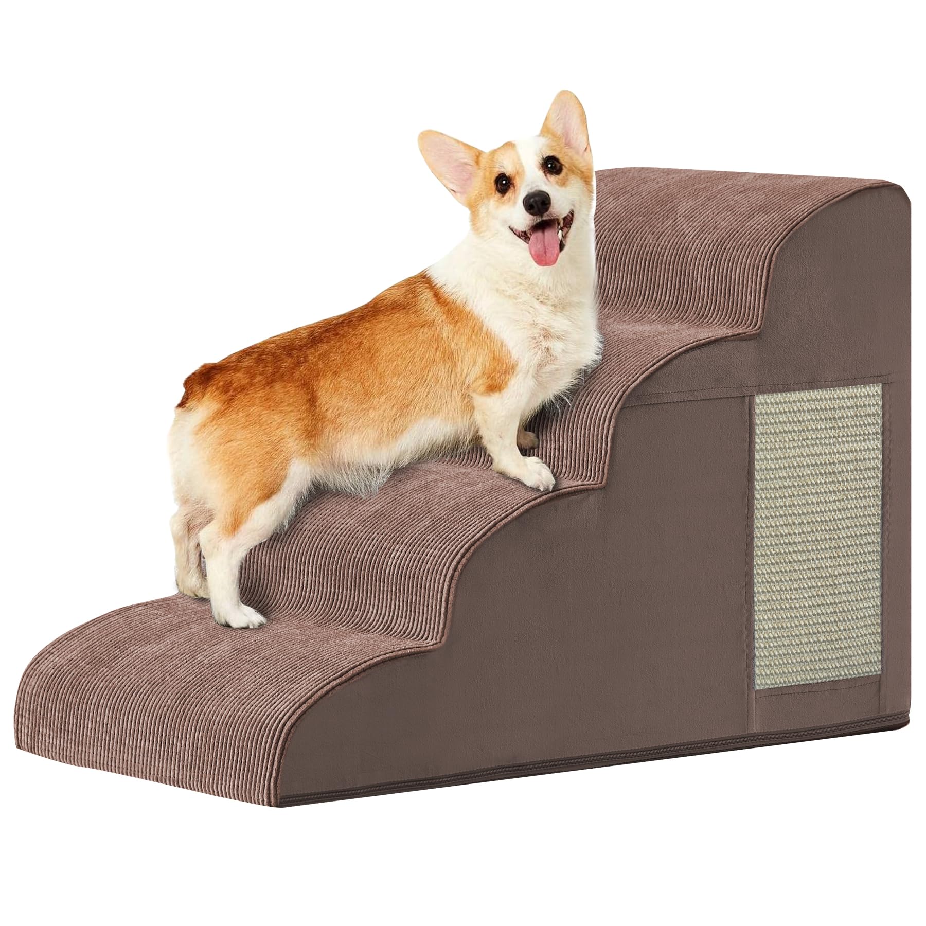 Ahpmeoa dog steps for bed front view shows stable 4-step access to the bed