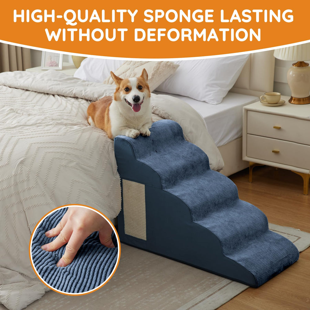 Ahpmeoa Navy Portable Pet Steps ideal for bed, sofa, and chair transitions.