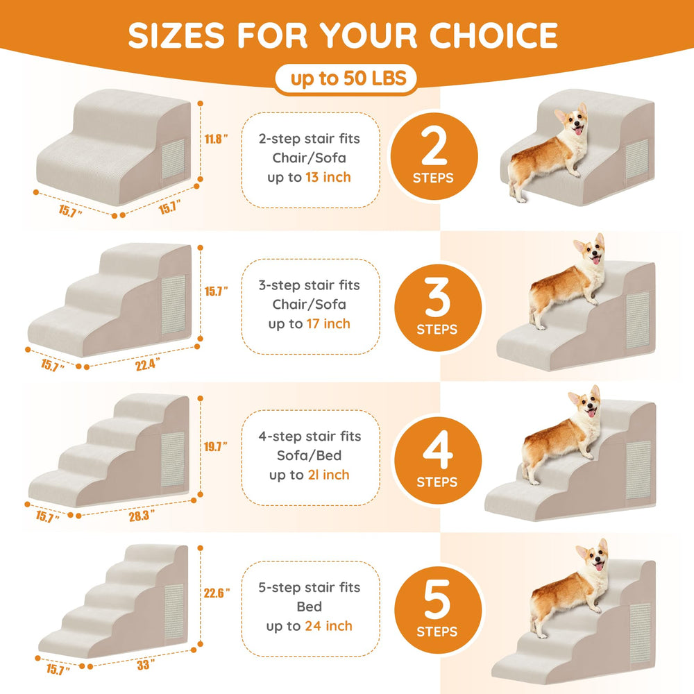 Ahpmeoa Pet Stairs 3-step curve side view boosts accessibility to couches