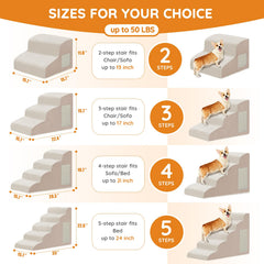 Ahpmeoa Pet Stairs 3-step curve side view boosts accessibility to couches