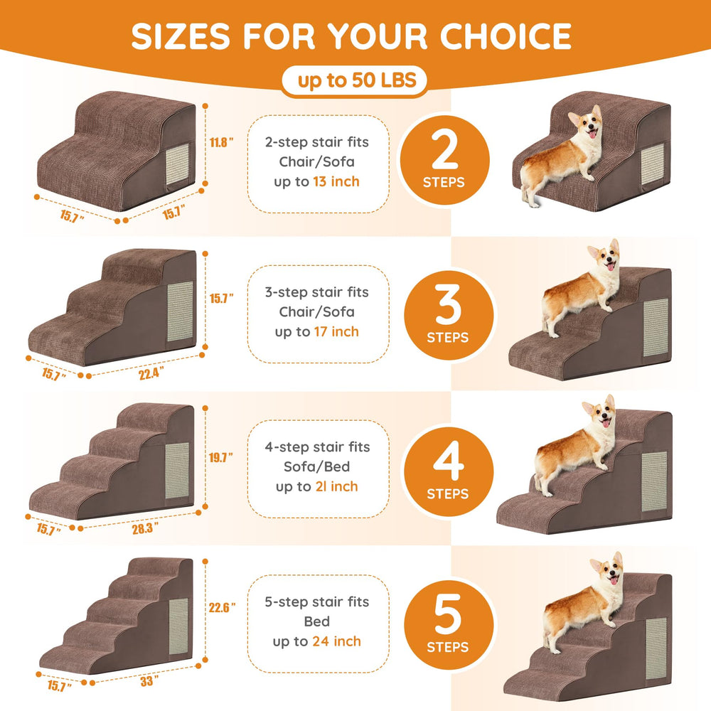 Ahpmeoa pet stairs 3-step coffee—comfortable climb for medium-height furniture.