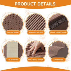 Ahpmeoa pet stairs 4-step coffee—stable support on couches and beds.
