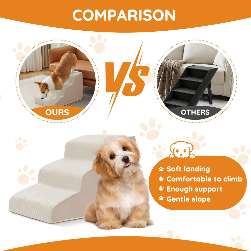 Ahpmeoa Pet Stairs coral fleece surface provides soft, non-slip grip