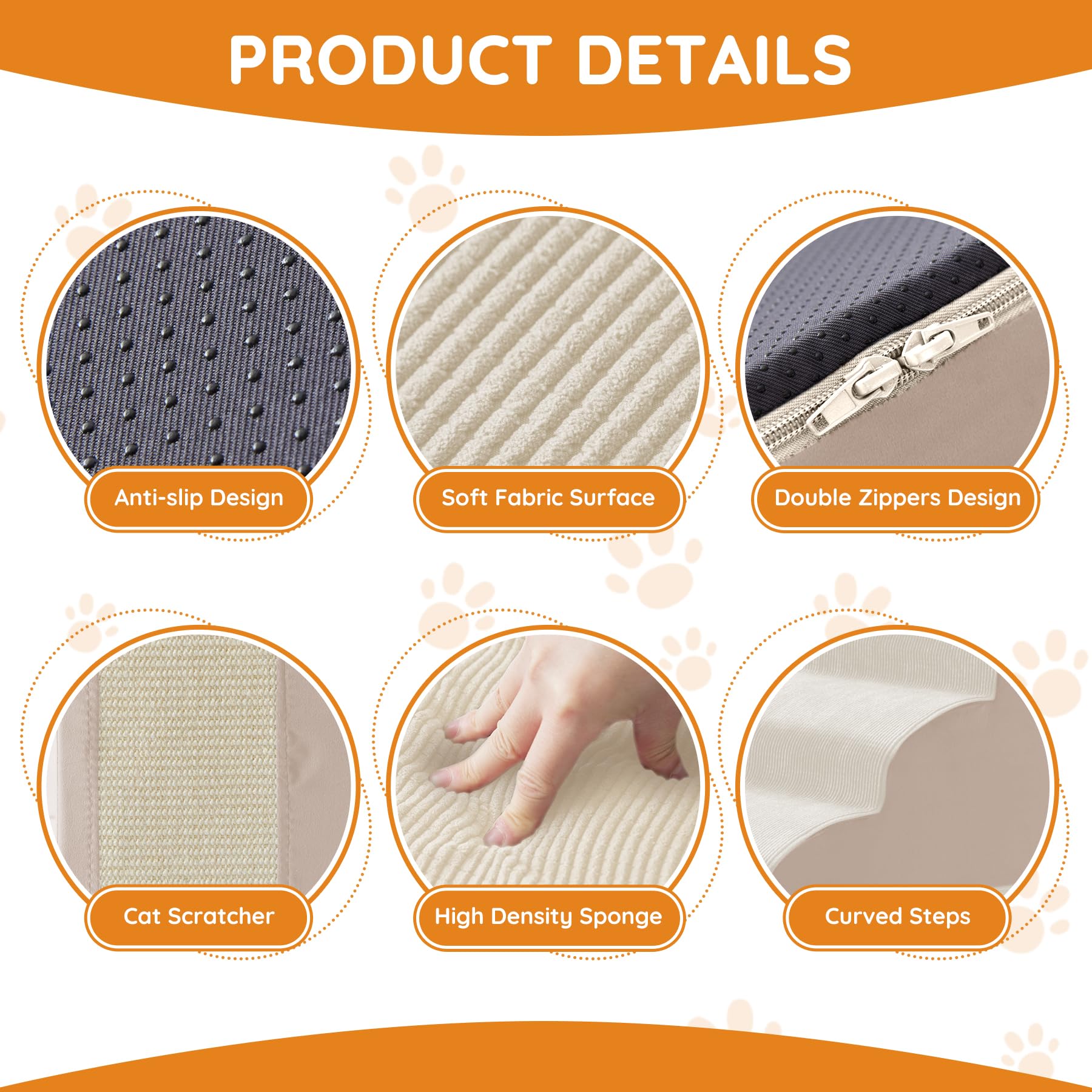 Ahpmeoa Pet Stairs foam structure close-up emphasizes sturdy support