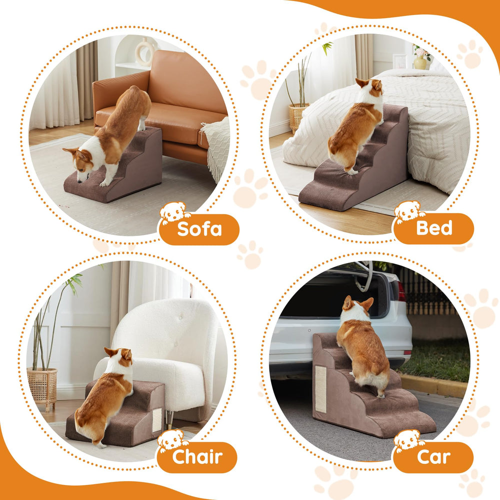 Ahpmeoa pet stairs non-slip-bottom coffee—steady steps on hardwood floors.