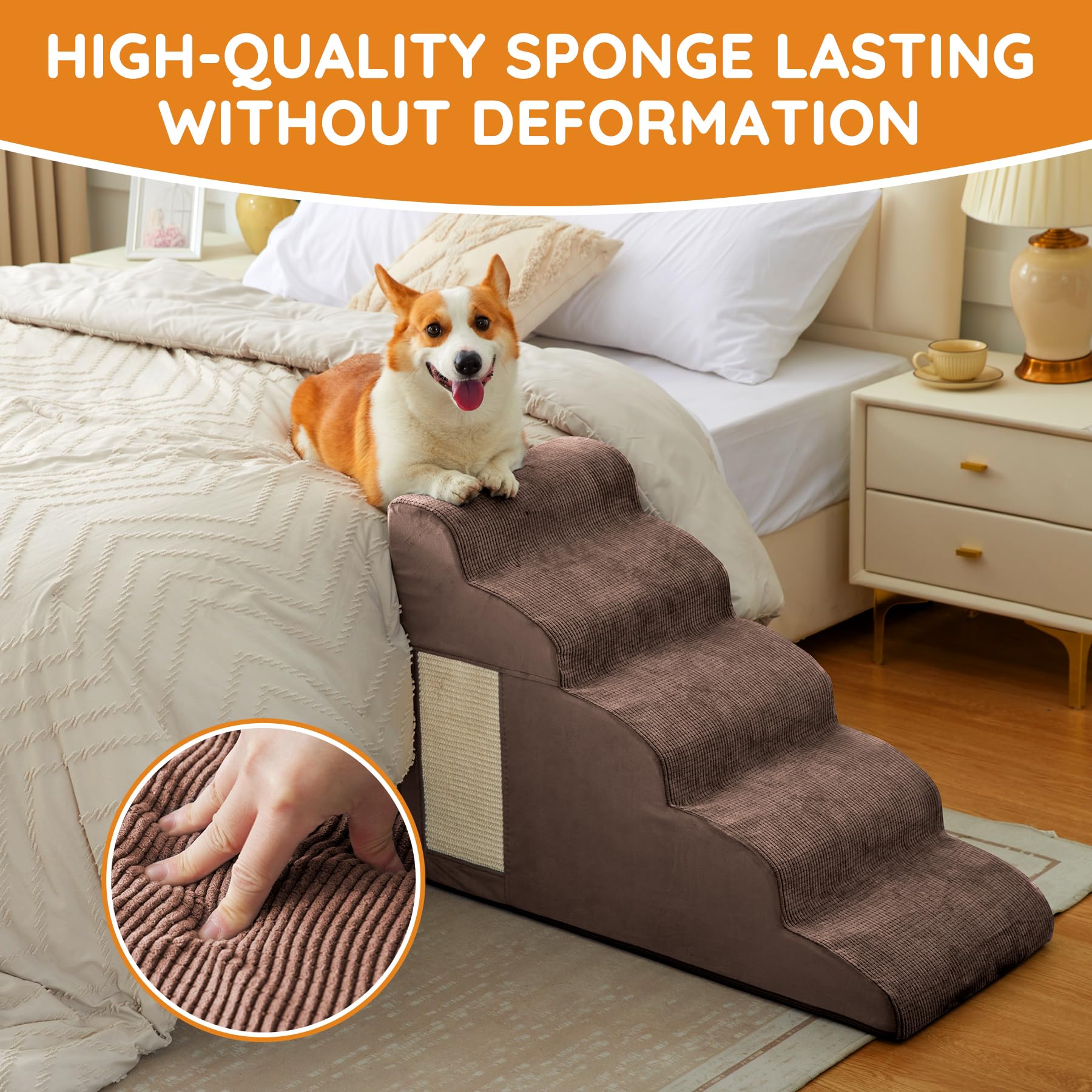 Ahpmeoa pet stairs washable cover coffee—easy cleaning for busy homes.