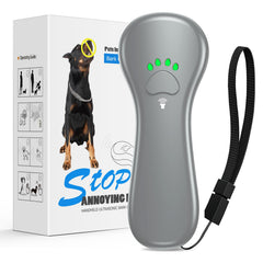 Ahwhg bark deterrent front view demonstrates portable ultrasonic training for calmer walks.