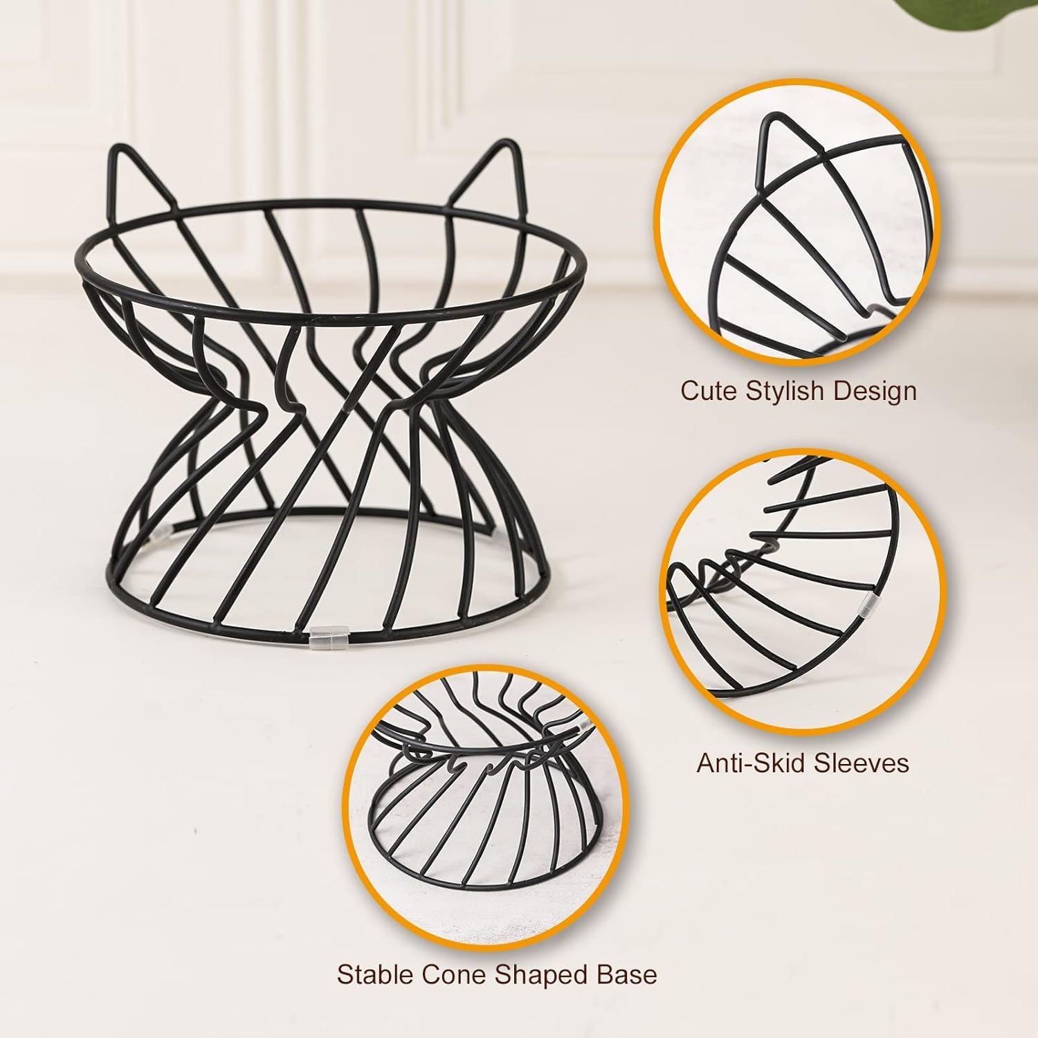 AHX cat dish stand lower diameter 5-1-in keeps bowls centered and footprint small.
