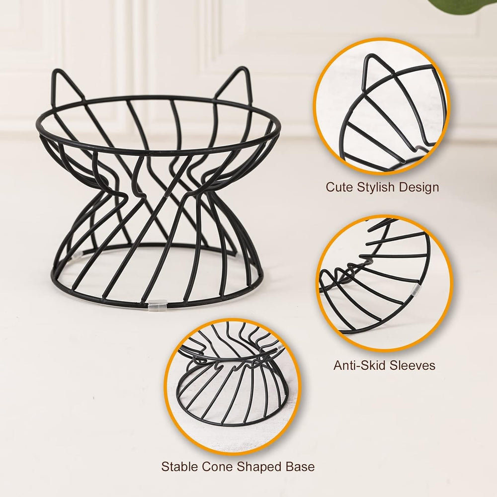 AHX cat dish stand lower diameter 5-1-in keeps bowls centered and footprint small.