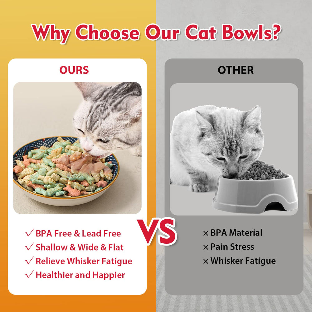 AHX ceramic cat bowls stackable-easy-clean saves kitchen space