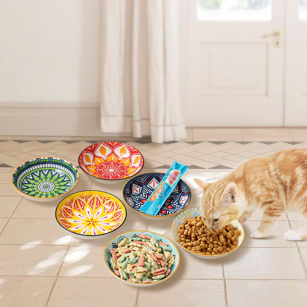 AHX ceramic cat bowls whisker-friendly-rim supports comfortable meals and easy cleaning