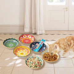 AHX ceramic cat bowls whisker-friendly-rim supports comfortable meals and easy cleaning