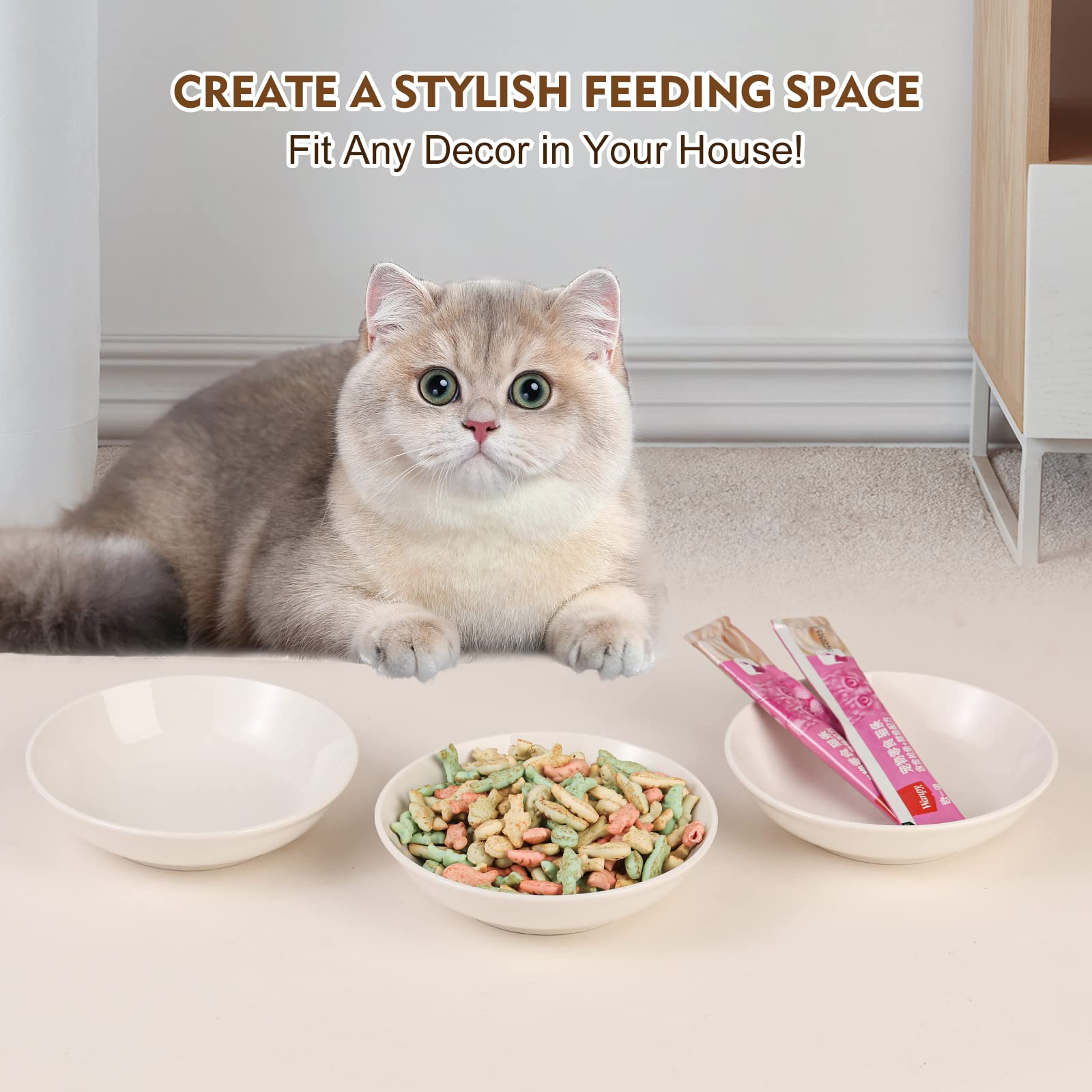 AHX ceramic cat dishes microwave-safe and dishwasher-safe for quick cleanup.