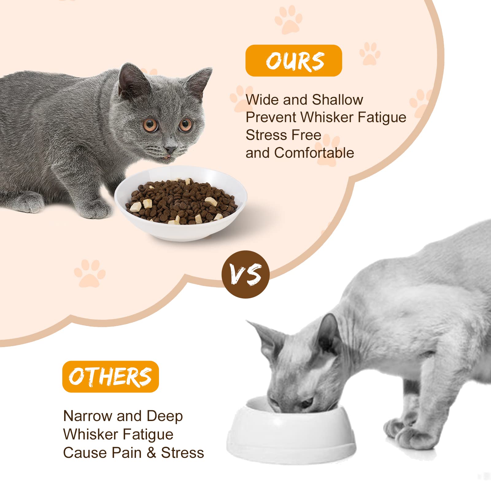 AHX Ceramic Cat Dishes 8.5-oz bowls offer minimalist white style.