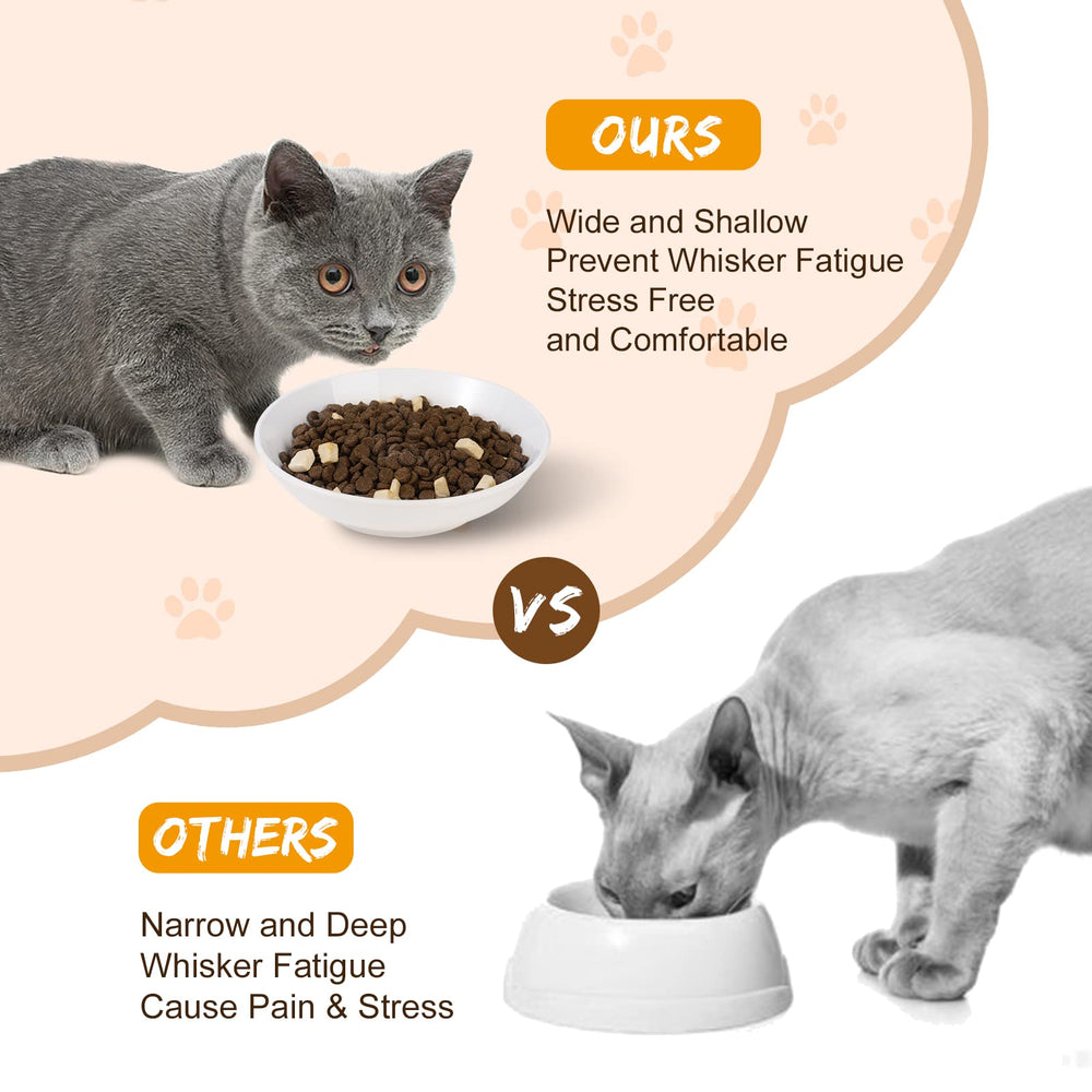 AHX Ceramic Cat Dishes 8.5-oz bowls offer minimalist white style.
