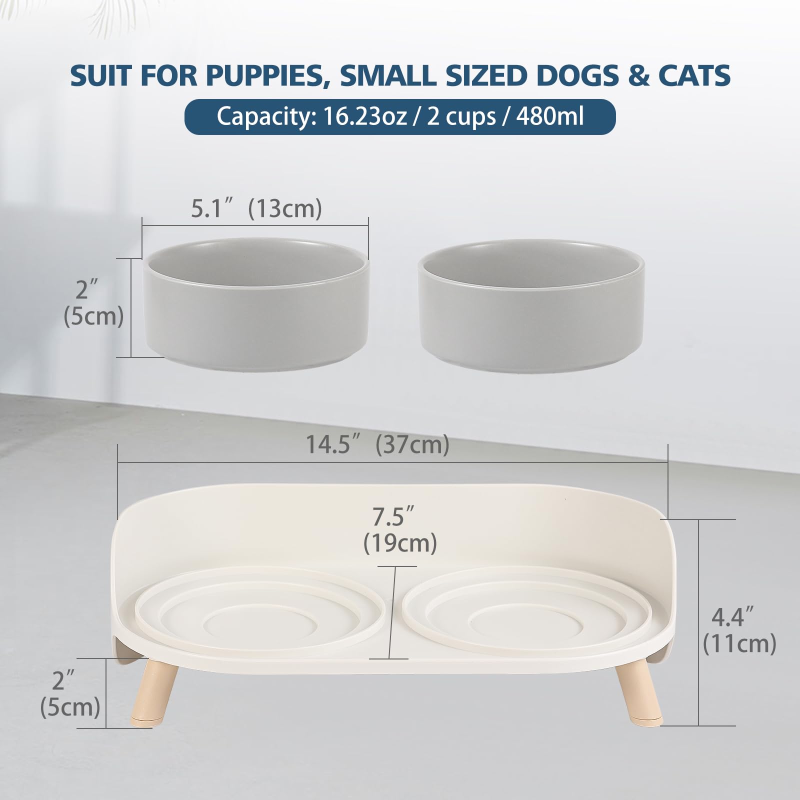 AHX elevated stand with non-slip feet—stable feeding and floor protection.