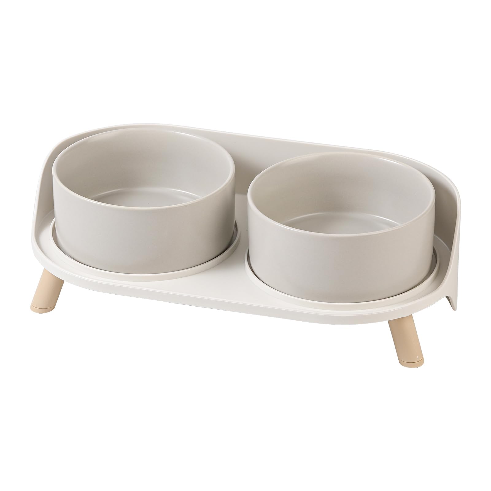 AHX elevated ceramic dog bowl set with stand shows an organized feeding setup with no splashes.