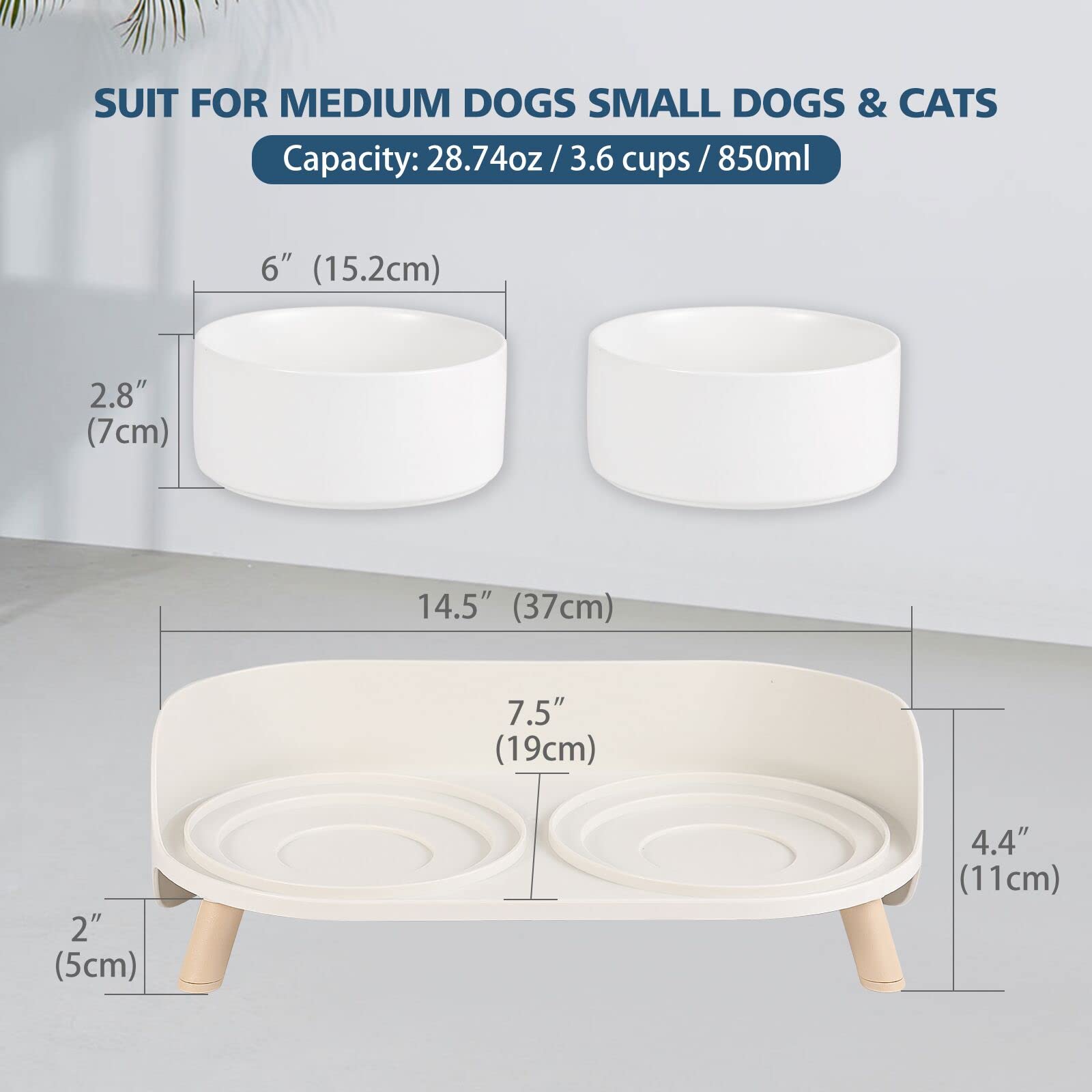 AHX elevated ceramic dog food bowl close-up with ample capacity