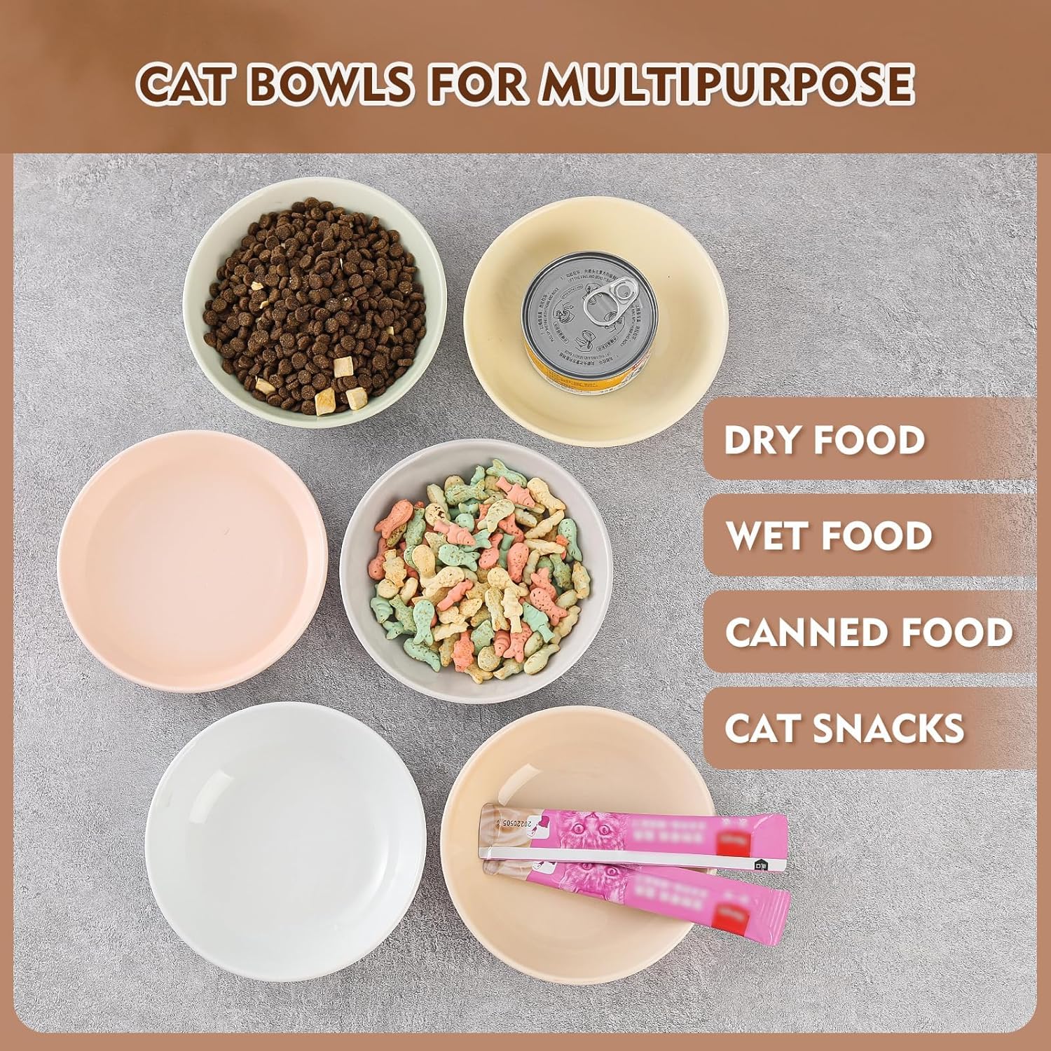 AHX microwave and dishwasher safe ceramic cat bowls for quick cleanup