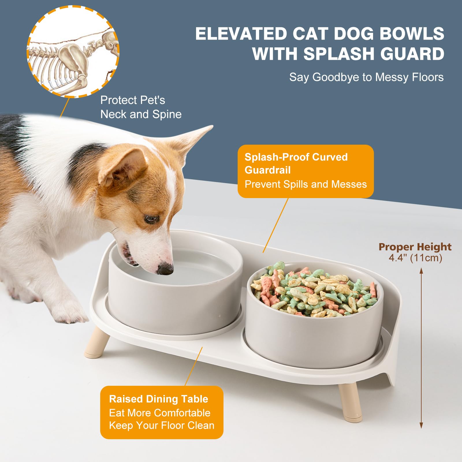 AHX two 850 ml bowls offer food and water with ample daily capacity.