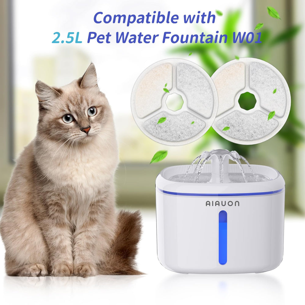 AIAUON cat fountain filter with coconut-shell carbon close-up for cleaner water