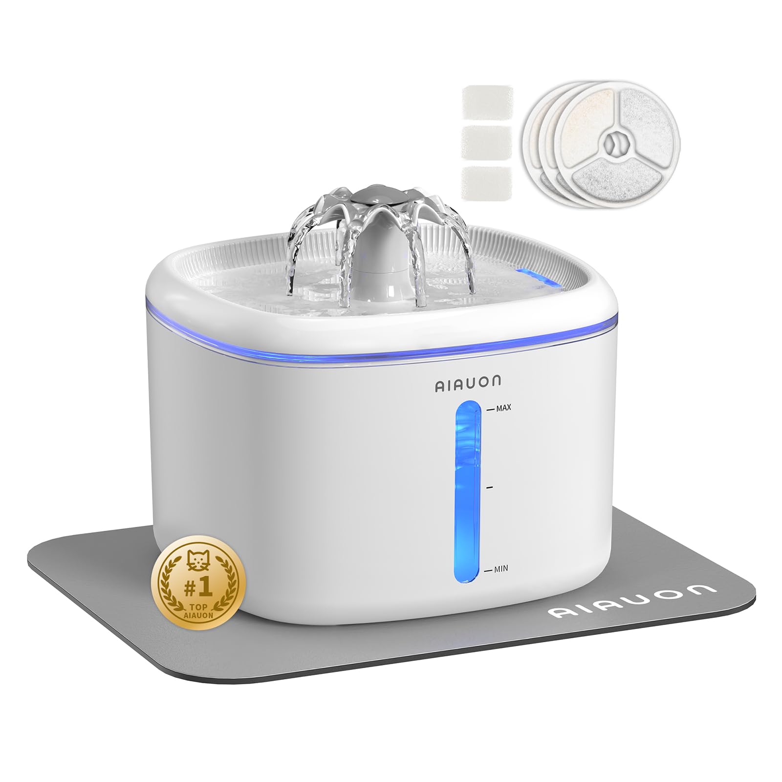 AIAUON cat water fountain with 3 modes for flexible hydration options.