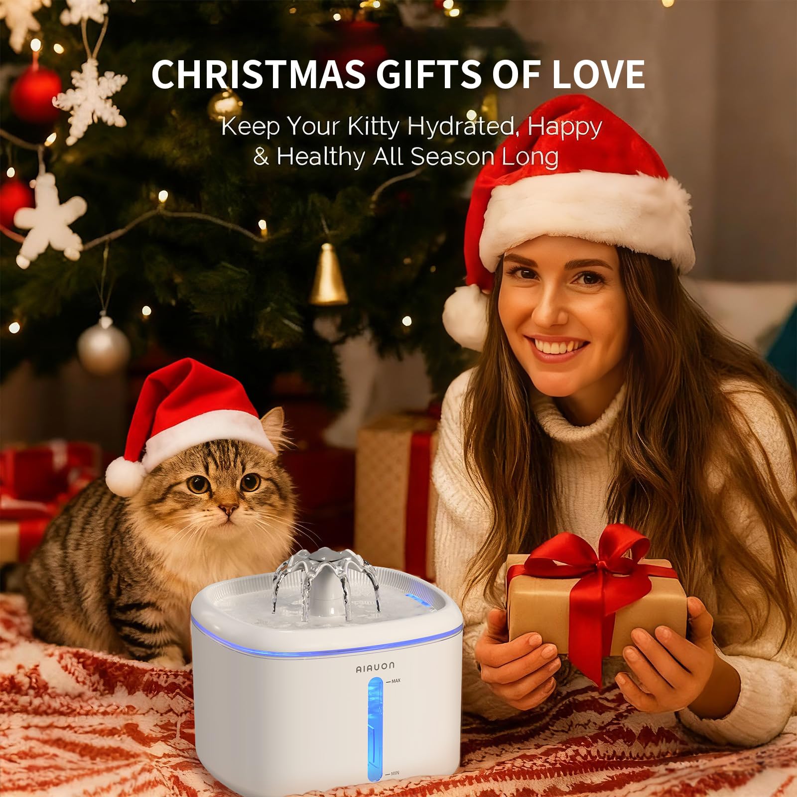 AIAUON cat water fountain with three modes offers customizable hydration options