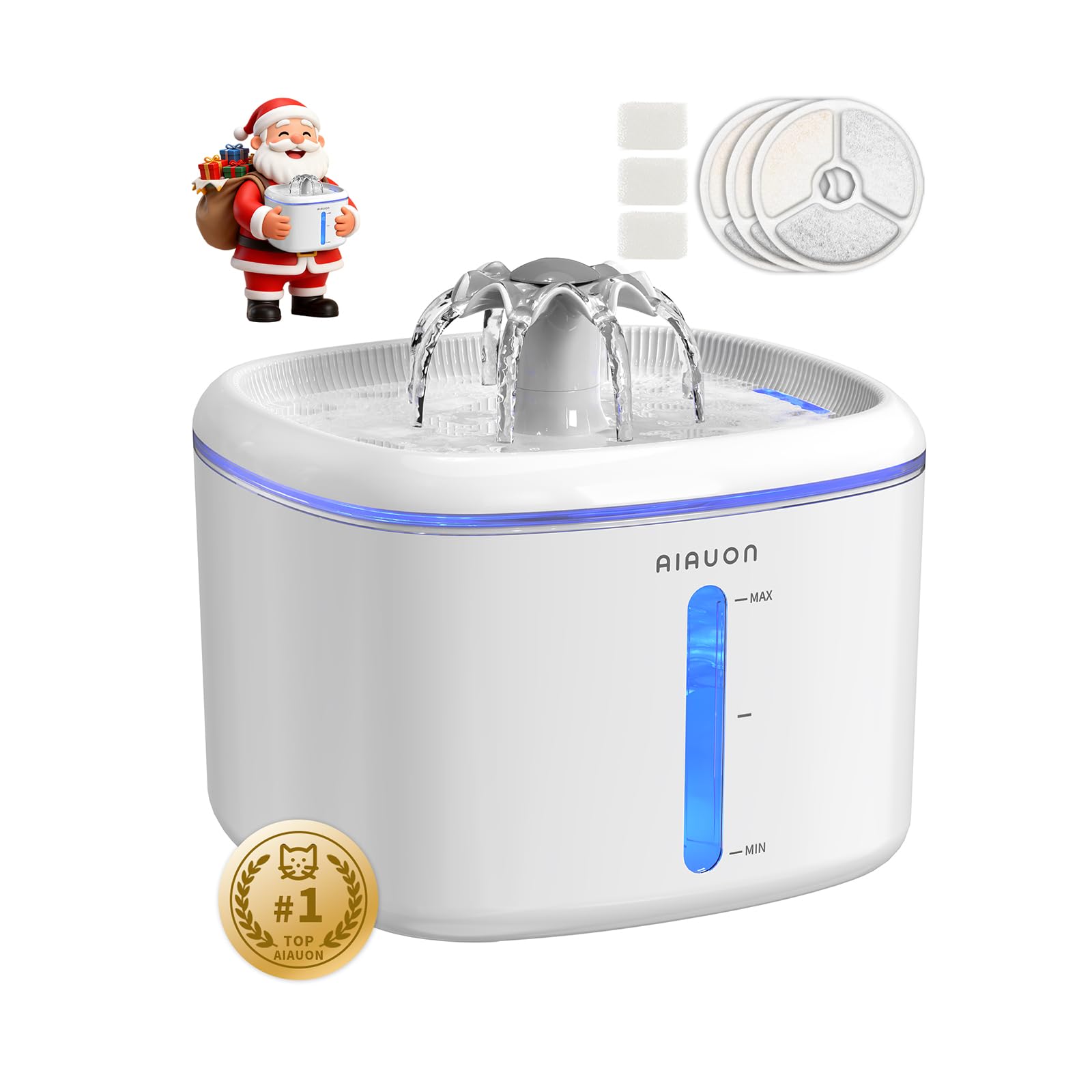 AIAUON cat water fountain setup shows quick tool-free assembly for fast setup