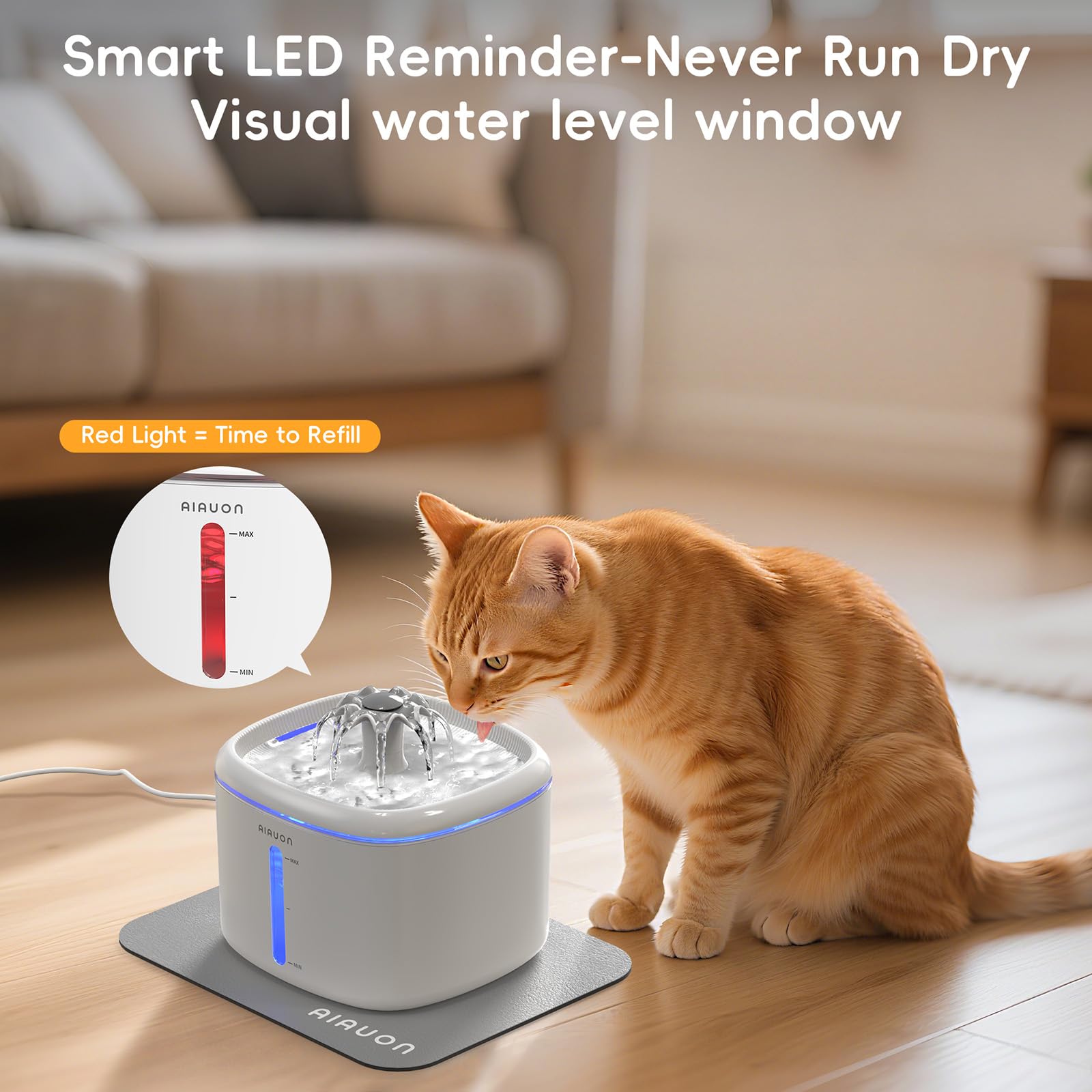 AIAUON easy-assemble cat fountain simplifies setup and quick cleaning.