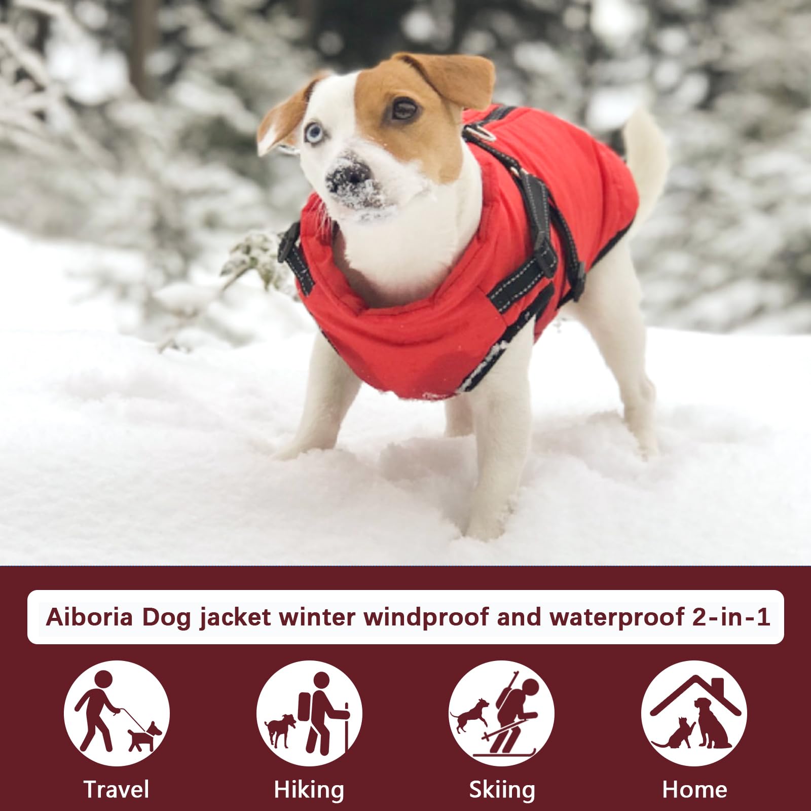 Aiboria warm coat with harness shows 2-in-1 versatility for active pups