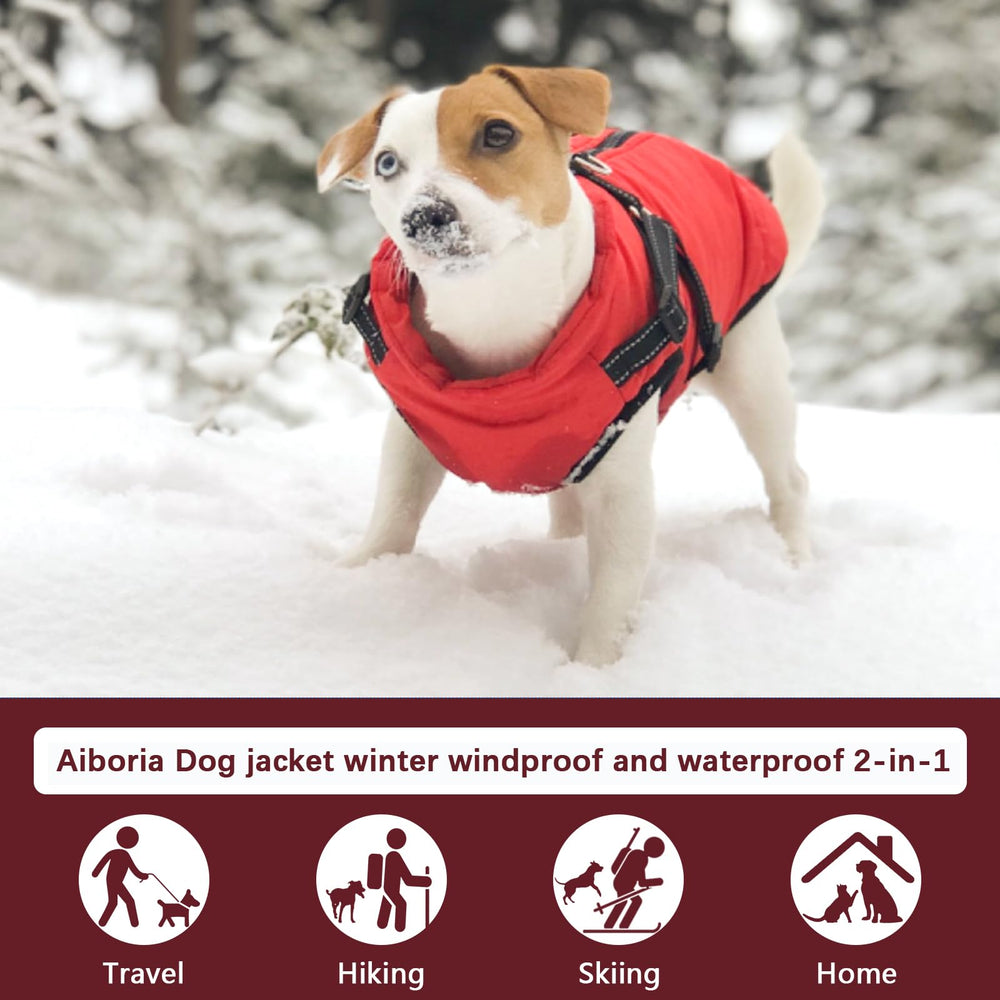 Aiboria warm coat with harness shows 2-in-1 versatility for active pups