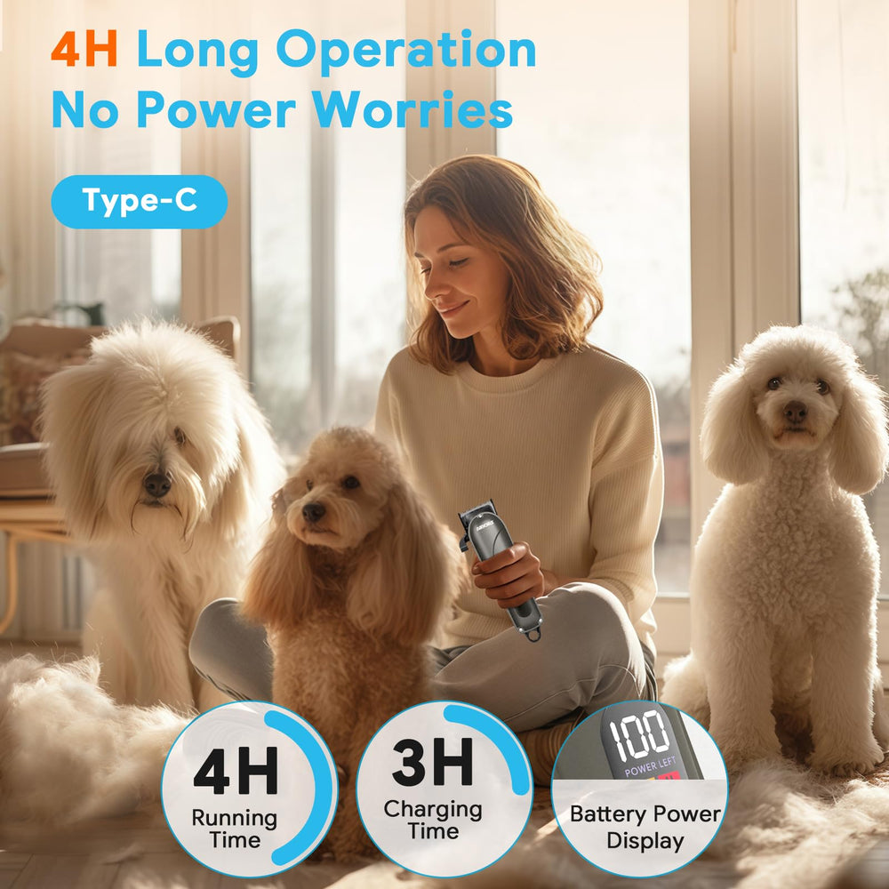 AIBORS low-vibration dog clippers reduce pet anxiety while trimming.