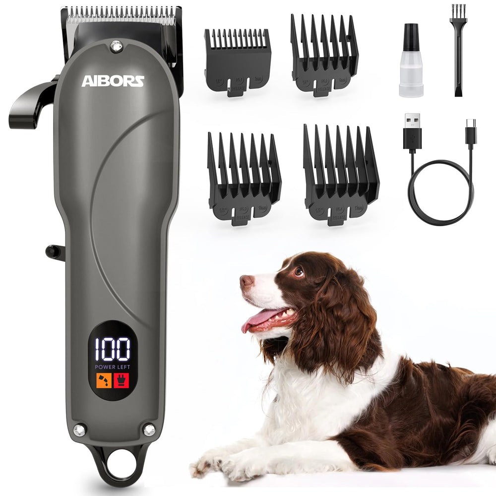 AIBORS Dog Clippers with precision blades for smooth trims on thick coats.