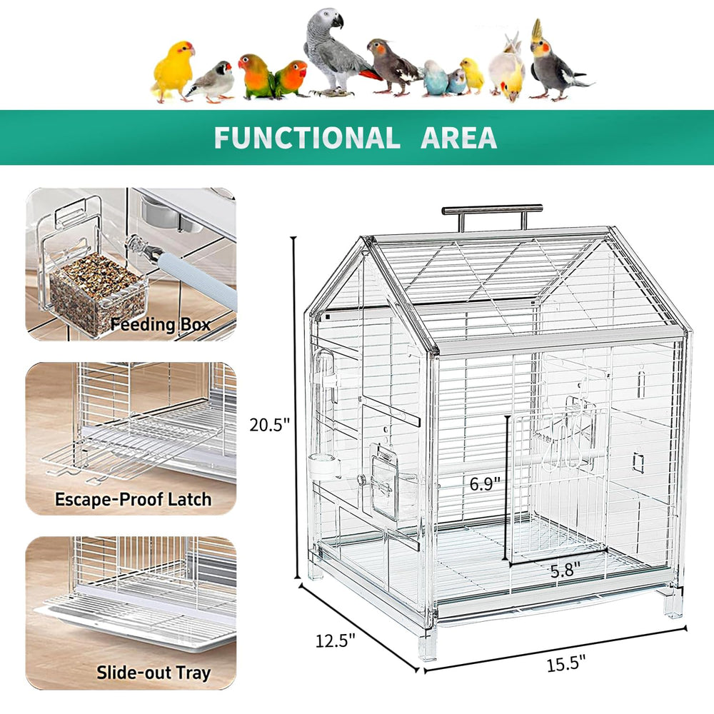 AideeGrowth bird cage top triangular roof view highlights panoramic visibility for observing behavior