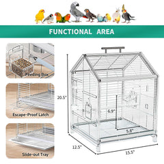 AideeGrowth bird cage top triangular roof view highlights panoramic visibility for observing behavior