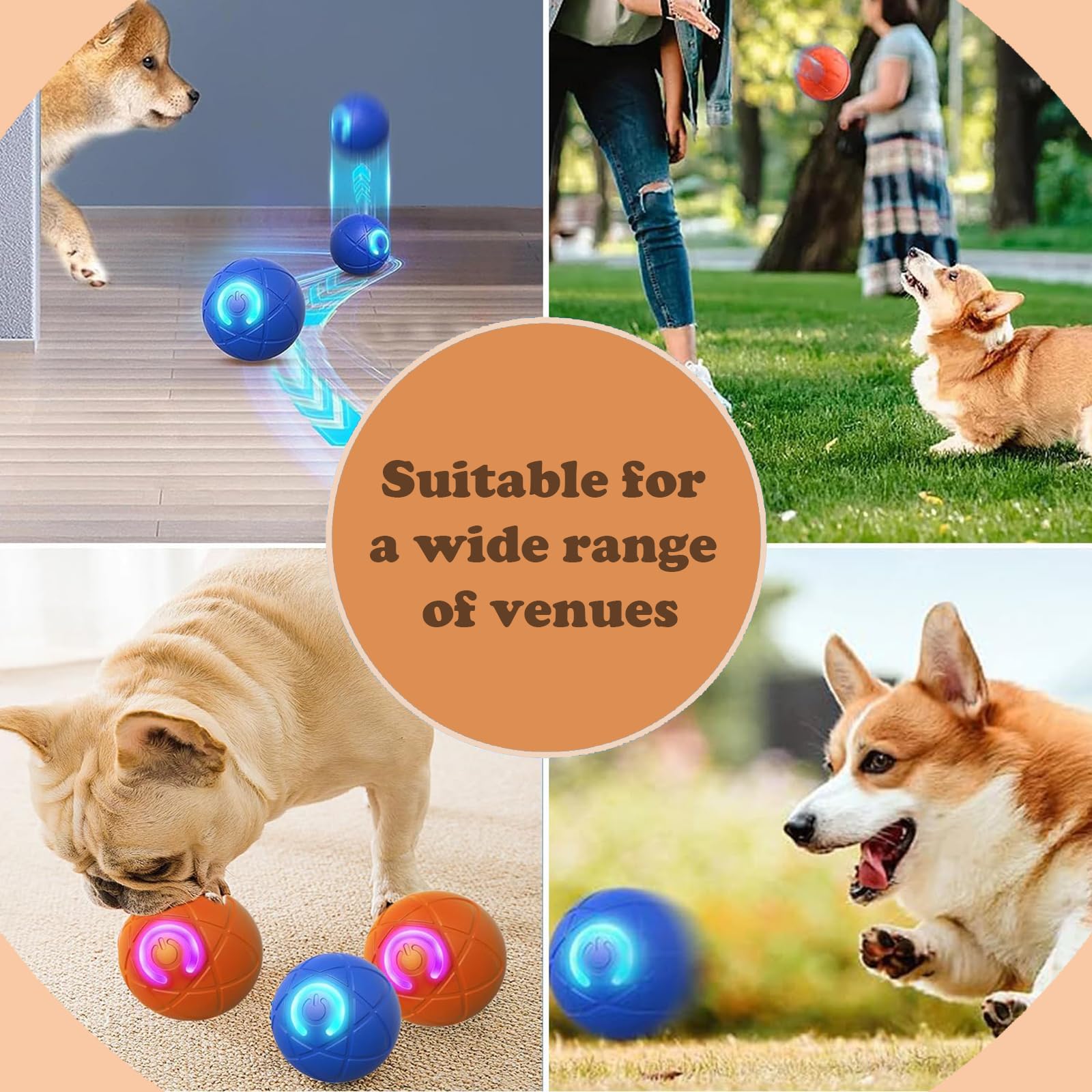 Aidmgndz Smart Jumping Dog Ball package includes data cable and instructions for setup