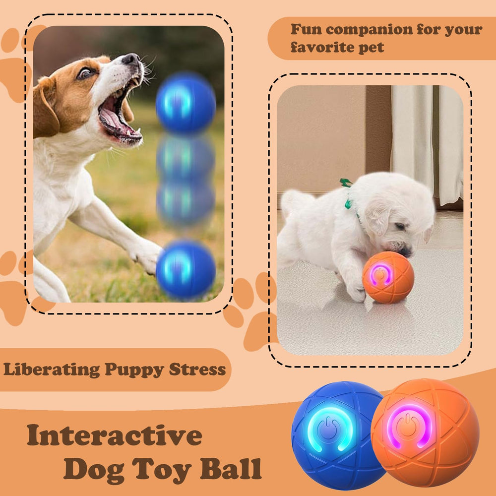 Aidmgndz Smart Jumping Dog Ball blue side view showing auto wake for continuous play