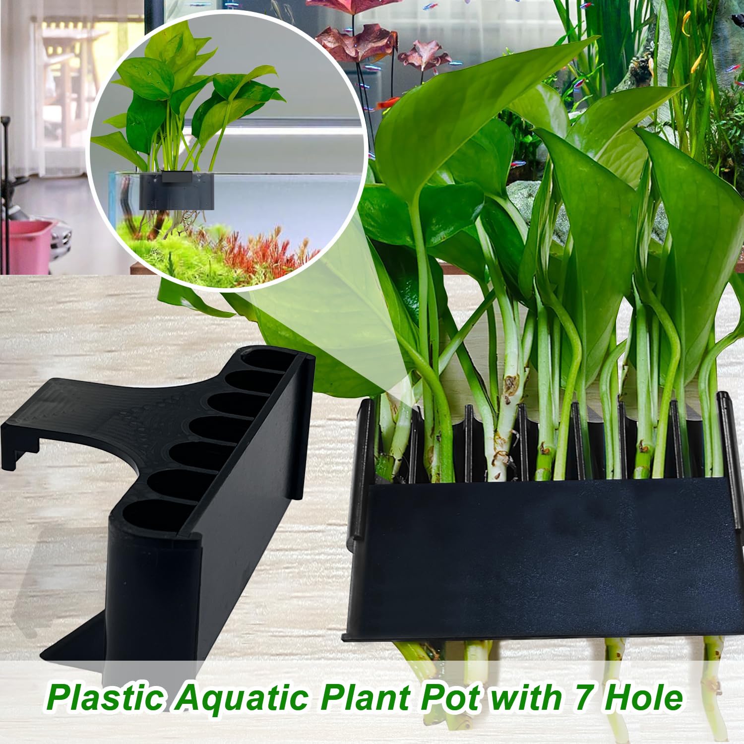 Aidmi 2PC 7 Holes aquascape decor provides plant display with safe materials